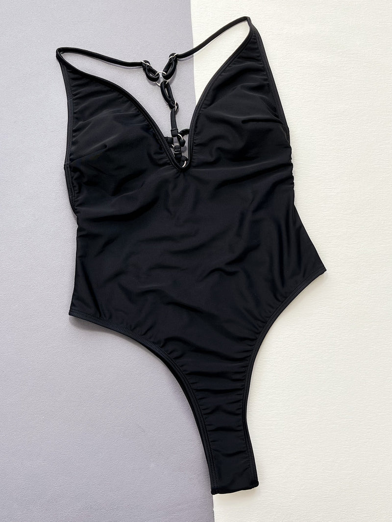 Sexy Hollow Out Solid One Piece Swimsuit CSYZ D339WY