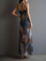 Sling Print Chiffon Maxi Dress GWDS 260307