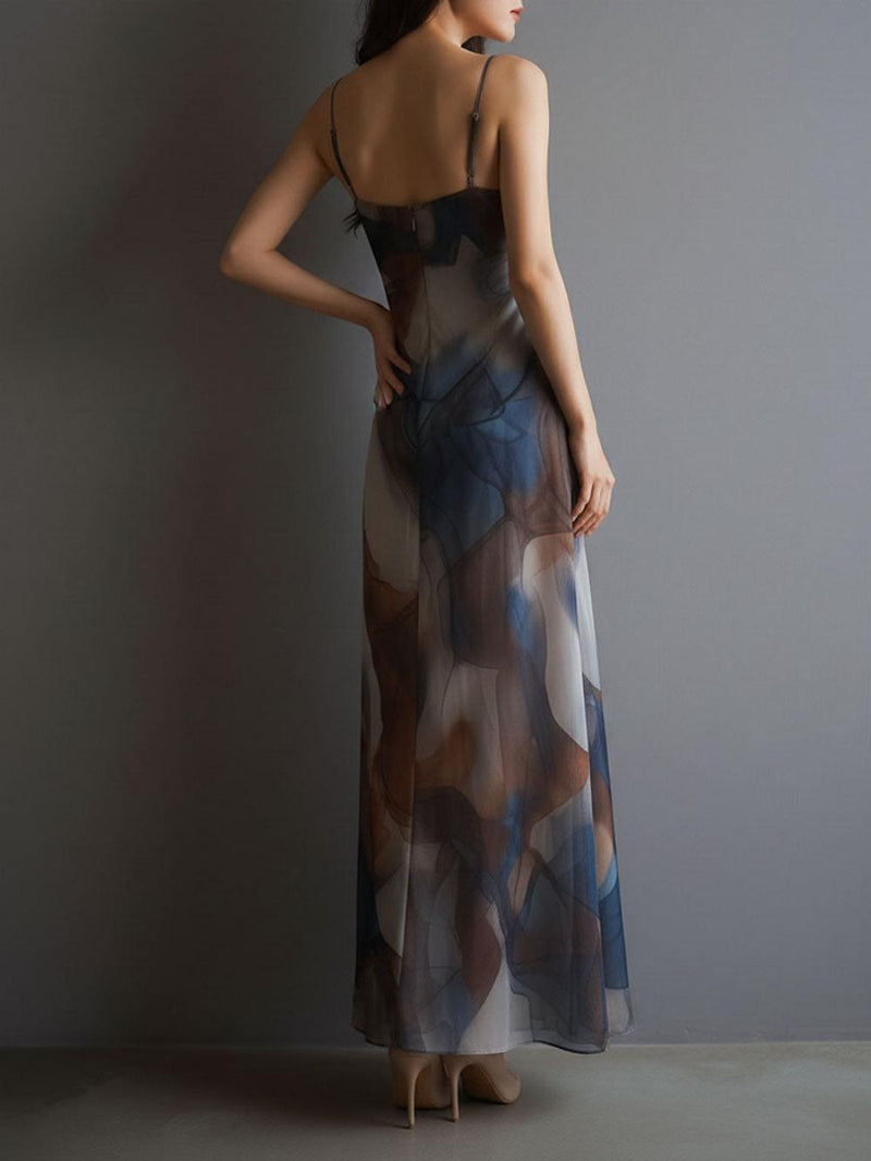 Sling Print Chiffon Maxi Dress GWDS 260307