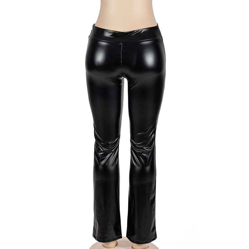 Solid Color Micro Flare Split Pants GAXB A246PT