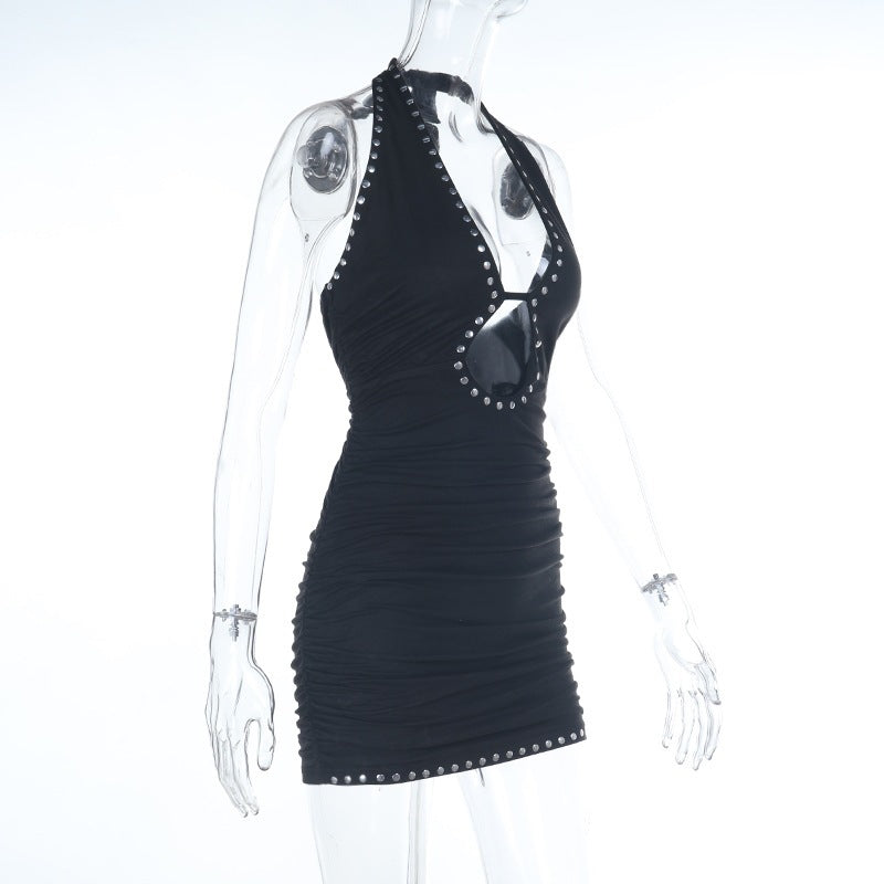 Halterneck Backless Beaded Mini Dress SUM YL26044MHO