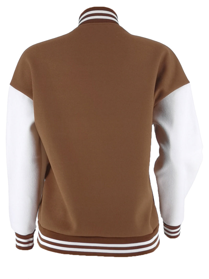 Color Block Long Sleeve Print Baseball Jacket ZDF 31323