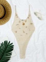 Sexy Shell Mesh Backless One Piece Swimsuit GCAY Y103