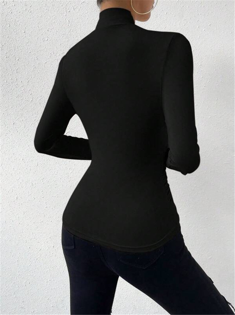 Solid Color Cross Ruched T Shirts GZYF 1033
