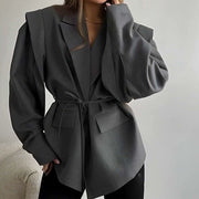 Plus Size Tie Up Loose V Neck Coats GHHE 29782