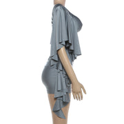 Slash Shoulder Ruffles Mini Dress XEF K6D06712A