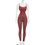 Snake Print Backless Bow Tie Jumpsuit GDSF D26JP153