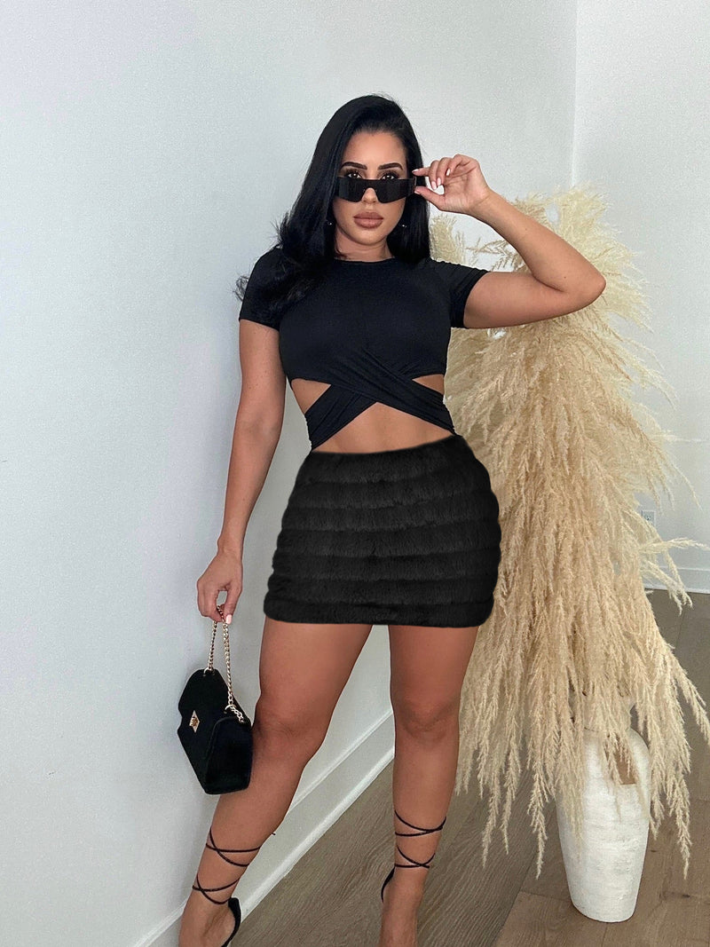 Solid Color Zipper Plush MIni Skirt ZSD 0626