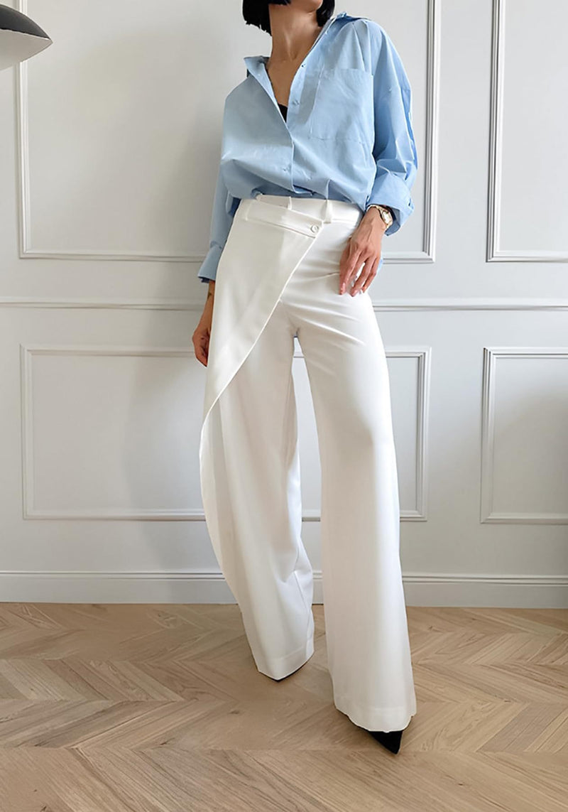 Solid Color Irregular Straight Pants QODY 6076