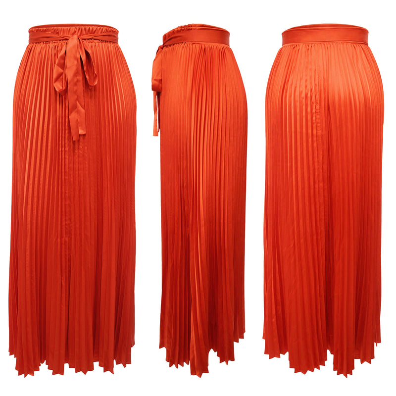 Solid Color Press Pleated Long Skirts YF 20053