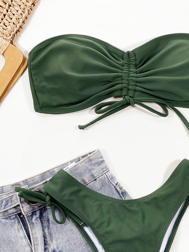 Sexy Solid Swimsuit Two Piece Set CSYZ B600W