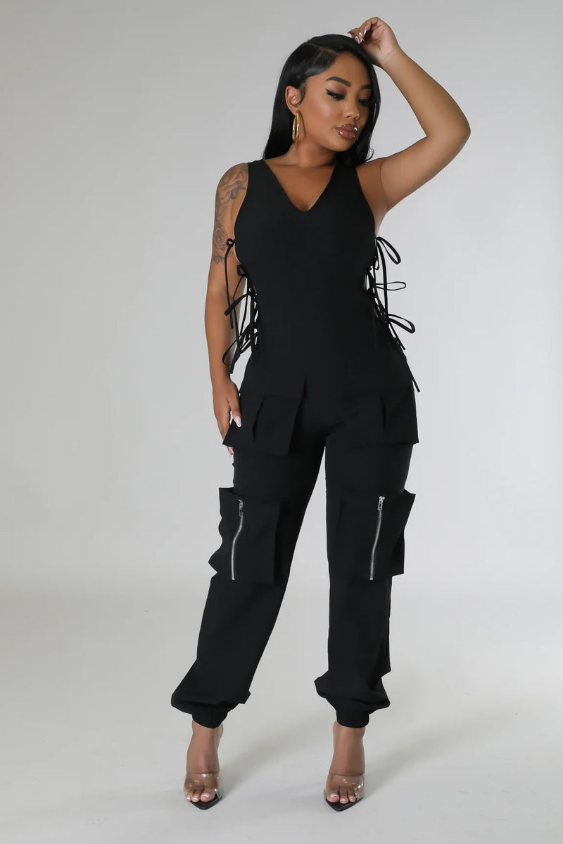 Plus Size Sleeveless V Neck Bandage Jumpsuit GHXF HX0417