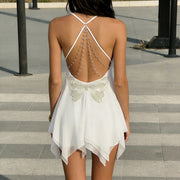 Backless V Neck Irregular Chiffon Dress GPKJ MR48787