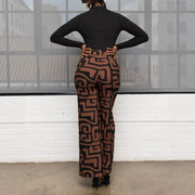 Plus Size Print Casual Straight Pants QMZF 2168