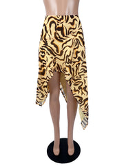 Leopard Print Irregular Skirt With Lined SHD 8111