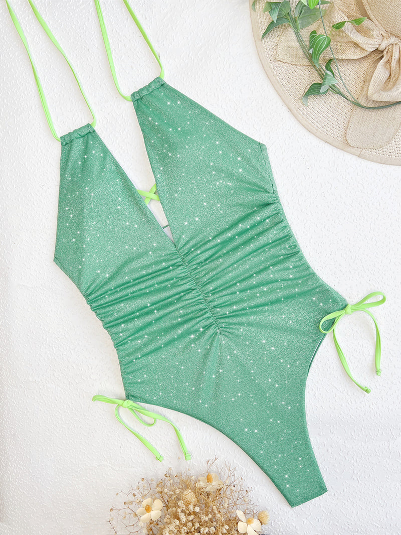 Sexy Halter Bandage Backless One Piece Swimsuit CASF 6551