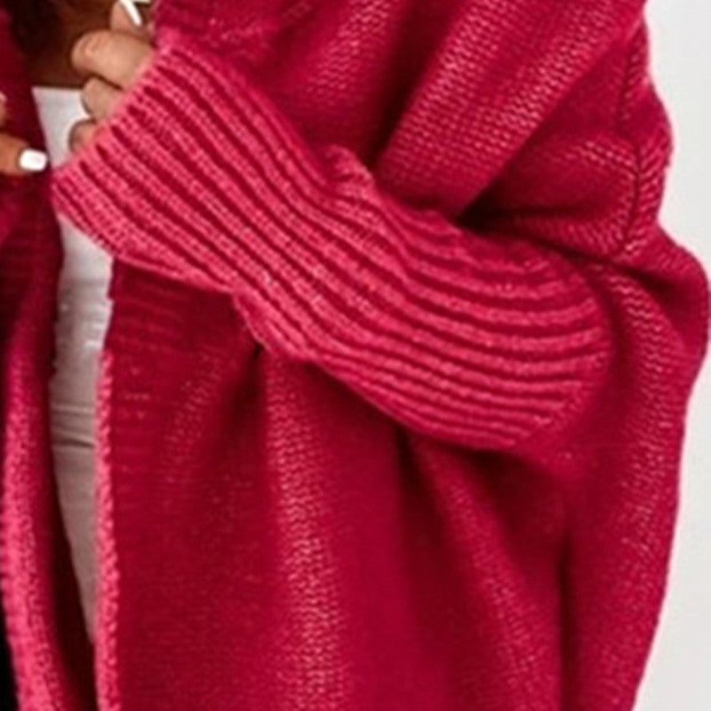Hooded Collar Knit Bat Sleeve Loose Sweater GBLH 2101
