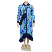 Plus Size Print Irregular Loose Shirt Dress NNWF 8028
