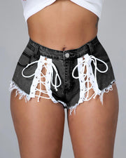 Sexy Denim Lace Up Jeans Shorts YD 8376