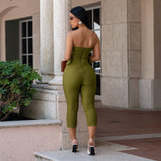 Solid Color Wrap Chest Seventh Jumpsuit BY 7693