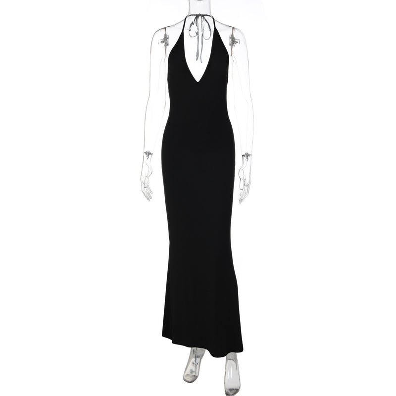 Solid Color Backless Maxi Dress GLAG D6421428F