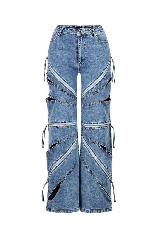 Hollow Out Holes Loose Jeans GXHF M81011