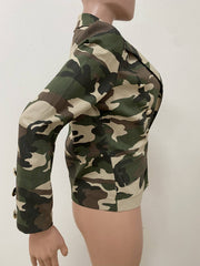 Lapel Camouflage Print Short Blazer Coat LSD 2620