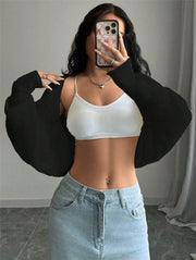 Loose Solid Color Knits Sweater Shawl Coat GZYF 1186