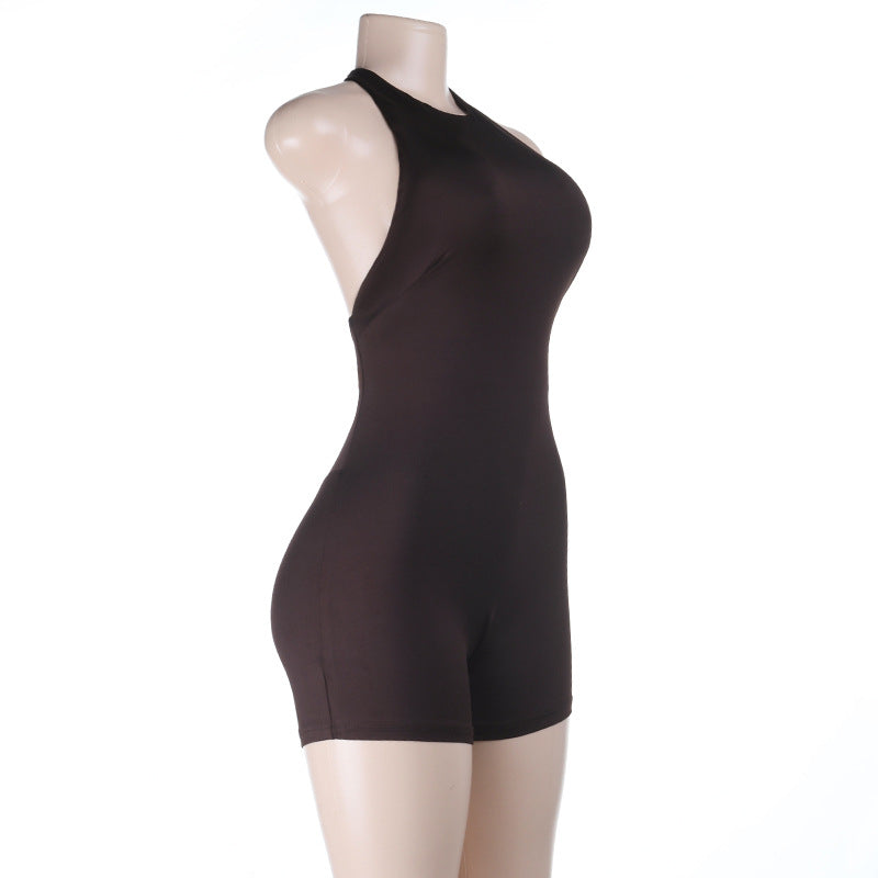 Sleeveless Backless Halterneck Romper FL XY25453PFO
