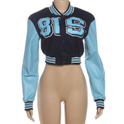 Leather Patchwork Long Sleeve Coats XEF K25C80374