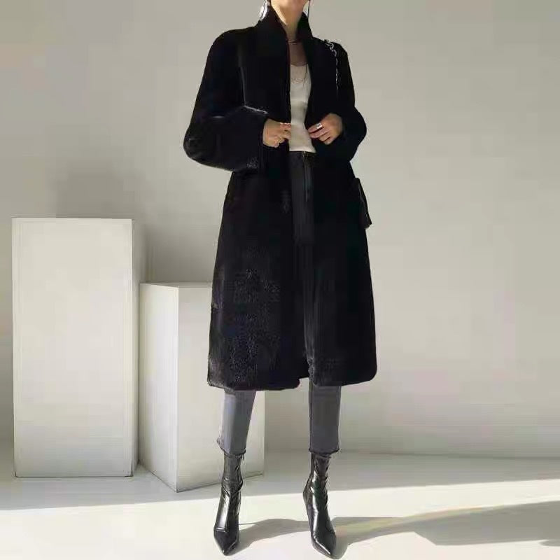 Faux Mink Fur Stand Collar Coat HHMY 2024