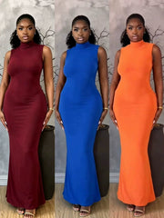 Solid Color Sleeveless Backless Maxi Dress GADE 11469
