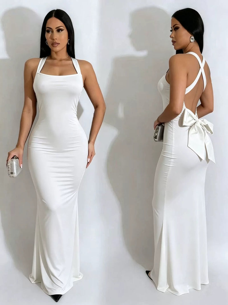 Sexy Backless Bow Maxi Dress GADE 9801