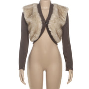 Faux Fur Patchwork Slim Short Jacket GZJQ K25C80752