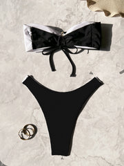 Color Block Backless Bikinis Swimsuit 2 Piece Set CASF 6759