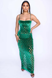 Gold Velvet Hollow Out Light Bodycon Dress ZSD 0661