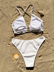 Sexy Patchwork Tie Up Bikinis Swimsuit 2 Piece Set CASF 6630