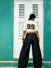 Plus Size Flag Print Wide Leg Jeans GYLN 9092