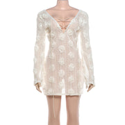 Backless Hollow Out Tie Up Mini Dress GYME K6D14909A