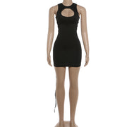 Sexy Hollow Out Solid Color Bandage Dress XEF K6D03416A