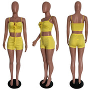 Sexy Solid Cami Top And Shorts 2 Piece Sets HMS 5474