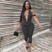 Deep V Neck Backless Print Jumpsuit MXBF Q26JP118