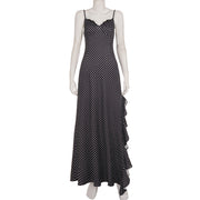 Polka Dot Print Lace Patchwork Sling Maxi Dress GPKJ MR51282