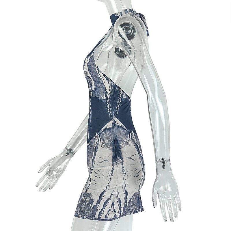 Print Backless Sleeveless Romper GJYO 303962