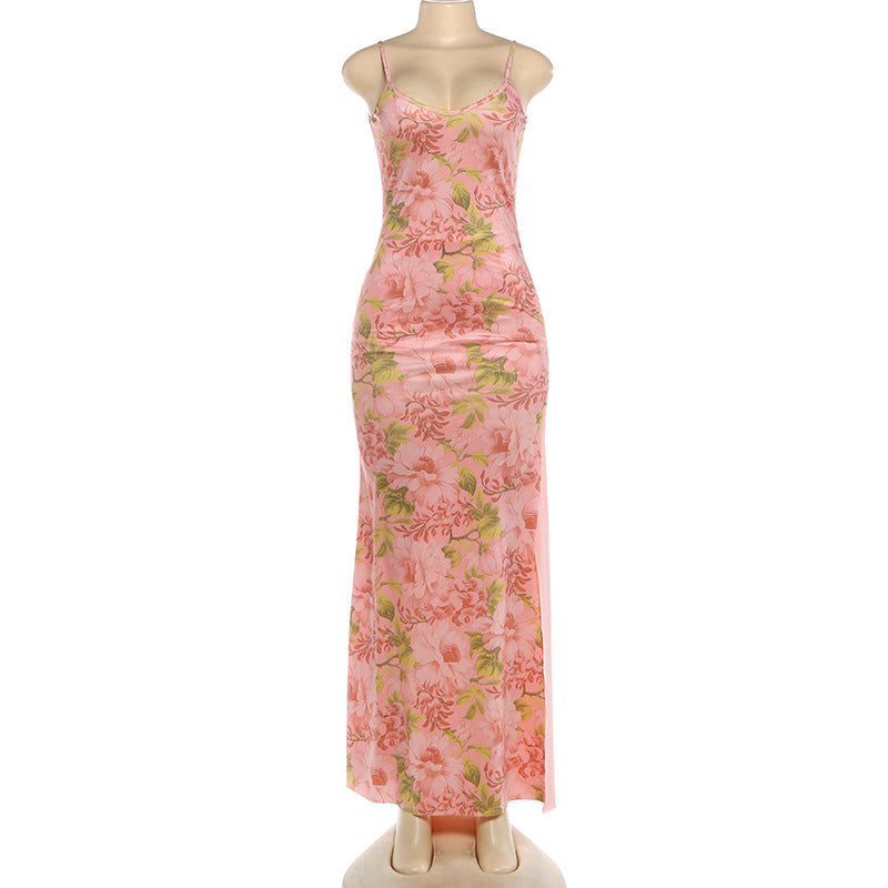 Sexy Print Sling Maxi Dress XEF K6D09965A