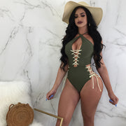 Sexy Lace Up Hollow Out One Piece Swimsuits BN 9079