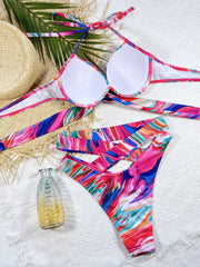 Printed Lace Up Swimsuit 2 Piece CSYZ C77K