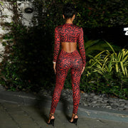 Leopard Print V Neck Tight Jumpsuit GZJQ K6Q01737A