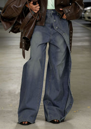 Plus Size Single Breasted Multi button Washed Denim Jeans GYLN YLN0312