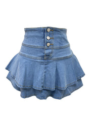 Casual Zipper Double Layer Ruffle Skirt LSD 2227